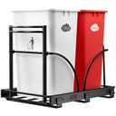 Dual Under Sink Trash Can Heavy Duty Pull Out Trash Can Under Cabinet, Fits 2x35Qt (7-9 Gal) Commercial Trash Cans Cabinet Trash Bin Pull Out Kit Requires 22''Dx 16''Wx 17''H, No Can (Black)