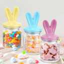Easter Centerpieces for Table - 4 Pcs Easter Candy Jar with Ceramic Bunny Ear Lids, Easter Cookie Jar for Coffee Bar Bunny Home Decor
