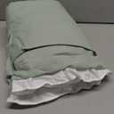 Ruffle Duvet Cover Queen Sage Green Comforter Cover with White Ruffle, Aesthetic French Romantic Washed Microfiber Ruffled Bedding Set with Zipper Closure 3 Pieces Bed Set