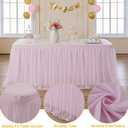 CO-AVE 6pack Pink Tulle Tablecloth for 6ft Rectangular Tables, 2-in-1 Elastic Stretch Spandex Cover with Tutu Ruffle Skirt, Wrinkle Free for Wedding, Birthday, Banquet, Buffet, Bridal Shower