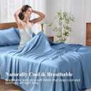 King Size Sheet Set, Viscose Bamboo Sheets for Bed Set 4pcs, 100% Viscose Derived from Bamboo, Hotel Luxury Silky & Cooling for Hot Sleepers, Deep Pocket Up to 17", Light Blue