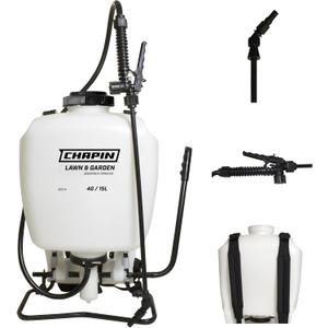 Chapin 60114 Backpack Sprayer, 4Gallon Pump Sprayer, Translucent Poly Tank, 3Stage Filtration, Adjustable Poly Cone Nozzle & 20" Wand for Lawn & Garden Weed, Pest & Fertilizer Applications