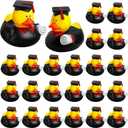 Sratte 24 Pack 2" Graduation Ducks Bulk Rubber Ducks Class of 2026 Squeaky Stress Relief Diploma Grad for Cruise Student Adult Graduates Gift Prize Party Decorations School College(Black, Red)