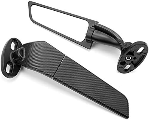 Racing Motorcycle Mirrors,Modified Motorcycle Aerodynamic Wing,Adjustable Rotating Side Mirrors with Wide Viewing Angle Fit for Honda Kawasaki Suzuki Yamaha (Large)