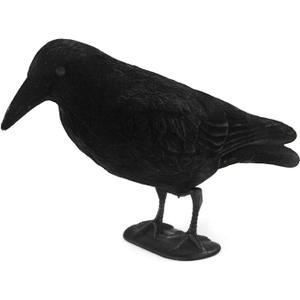 GUGULUZA Crow Decoys Full Body Plastic Crow Decoy for Hunting, Black Flocked Crow Decoy w/Feet Stake for Halloween Decor Yard Garden Decoration