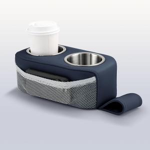 Pontoon Cup Holder, Stainless Steel Double Drink Holder with Side Pocket, Pontoon Boat Cup Holders for Boat Seat,RV,CarBlue