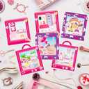 AgincBerry Pink Princess Sticker Scene - 12 Set Princess House Scene Sticker Art Craft for Girls DIY Doll Dress Up Stickers Scene with Cosmetic Mirror Make Your Own Dress Up Stickers DIY Party Games