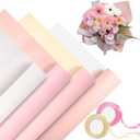 Kosotody 40 Sheets Pink Color Flower Wrapping Paper Double Sided Waterproof Florist Bouquet Supplies Flower Paper for Bouquets DIY Crafts Packaging, 22.8x22.8 inch