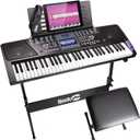 RockJam 61 Key Keyboard Piano With LCD Display Kit, Stand, Bench, Headphones, Simply App & Keynote Stickers