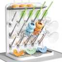 Lifewit Large Baby Bottle Drying Rack with Drain Mat, 15 Hooks Vertical Rack Dryer with Removable Pacifiers Box, Drip Tray, Space Saving Countertop Holder Organizer for Weighted Straws, Pump Parts