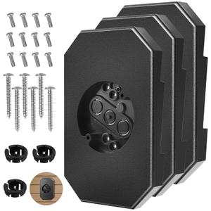 3-Pack FreeCat 8141DBL Siding Mounting Blocks,Bulk Set for Outdoor Lights & Cameras,Fits 1/2" Double Vinyl Siding, Includes Built-in Electrical Boxes & Full Hardware Kit,Black
