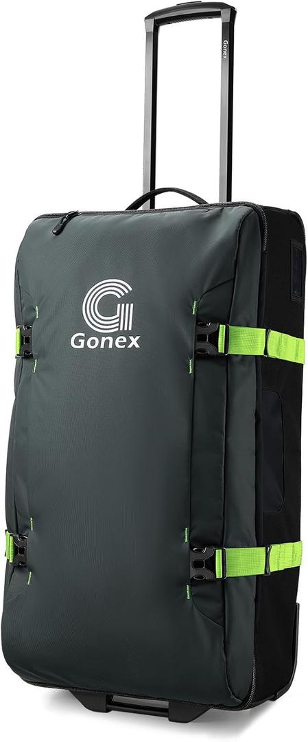 Gonex Rolling Duffle Bag with Wheels, Water-repellent 30 inch Nylon Large Wheeled Travel Duffel Luggage with TSA Lock & Telescopic Handle 100L, Green