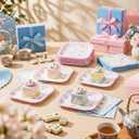 Zhehao 72 Pcs Mahjong Plates and Napkins Set Serve 36, 7" Mahjong Party Supplies Cocktail Tableware Dessert Plates and Napkins Disposable for Bridal Showers Wedding Dinnerware Decoration