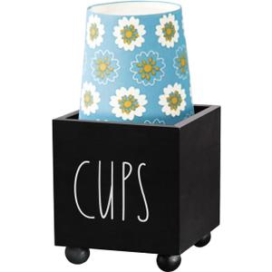 Bathroom Cup Dispenser, Farmhouse Dixie Cup Holder, 3 oz 5 oz Paper Mouthwash Cup Storage Box, Wooden Disposable Cup Caddy, Water Dispenser Cup Holder for Counter top (Black)