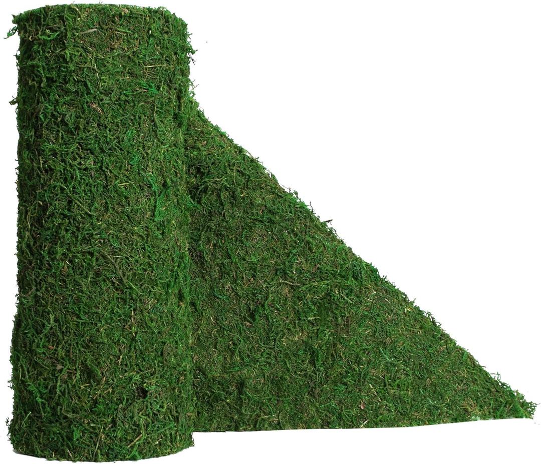 USMOLA Moss Roll, Dried Moss for Crafts, Moss Table Runner for Fairy Gardens, Wedding Woodland Decor, Preserved Moss Mat for Table Decoration (12" W x 60" L)
