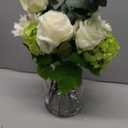 Livole Artificial Fake Flowers with Vase & Faux Water Real Touch White Faux Flowers Arrangements in Glass Vase Centerpiece Table Decorations for Dining Room Home Office Shelf Wedding Decor