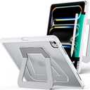 Case for iPad Pro 13 inch 2024 (M4), Ultra Stable Stand with Built-in Pencil Holder, Slim Frosted Protective Cover with Multi-Angle Kickstand,Duty Shockproof Case for iPad Pro 13, White