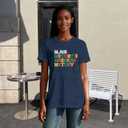 Black History Month Shirts for Women Africa American Tshirts Black Pride Tee Tops (Blue, XL)