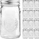 eleganttime Wide Mouth Mason Jars 32 oz with Lids and Bands Set of 12 Jars,Quart Large Glass Mason Jars with Airtight Lids,Great for Canning,Fermentation and Preservation