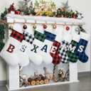 LUBOT Initial Monogram Christmas Stocking Letters 20" Personalized Custom Name Xmas Family Stockings Embroidery Large Buffalo Plaid Rustic/Farmhouse/Country Fireplace Decor Blue Letters B