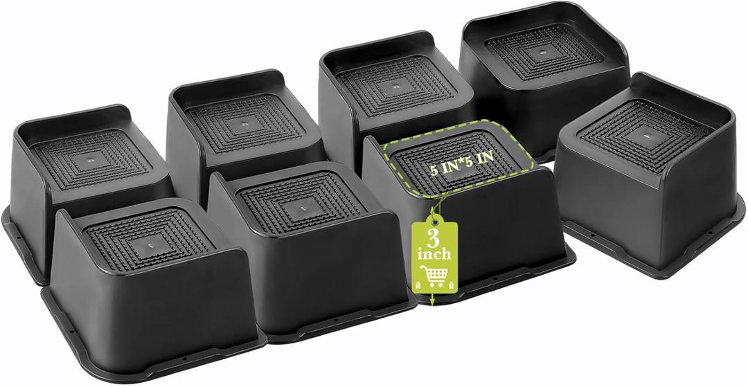 Bed Risers 2 inch, 3 inch, 4 inch, 6 inch, 8 inch Heavy Duty, Oversized Furniture Riser for Couch Sofa Table Chair Leg Frame Dorm, Support up to 6000 Lbs (Black 8 Pack, 3 inch)
