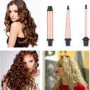 Curling Iron Wand Set, Curling Wand 3 in 1 Hair Curling Wands Interchangeable Ceramic 0.35-1.25inch Barrel Hair Curler, with Heat Resistant Glove