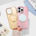 ankofave Magnetic for iPhone 15 Pro Max Phone Case with 360 Spin Stand, Matte Luxury Metallic Luster, 3.0 mm Thick Protection Hard PC Scratch-Resistant Case for iPhone 15 Pro Max 6.7", Champagne Gold
