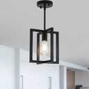 1-Light Black Ceiling Light Fixture Semi Flush Mount, Rustic Vintage Retro Ceiling Light Metal Industrial Farmhouse Chandelier Lamp for Hallway Entryway Bedroom Dining Room 9.05''