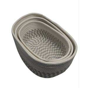 8x13, 8x12, 8x12in Fabric Baskets, White/Gray, 3 Pcs