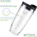 Ninja Blender Cups Replacement 24oz Compatible with Ninja BN401, BL450, BL456, BL480, BL2012, BN751, BN801, SS101, SS151 3 Pack with To-Go Lids
