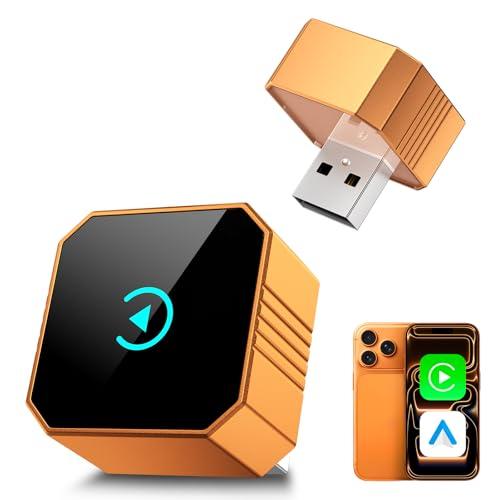 2026 Wireless Carplay Adapter for iPhone, Convert Wired Car Play to Wireless, 2 in 1 Plug and Play Mini CarPlay and Android Auto Adapter for iOS 10 Android 11 and Above, Low Latency, Fast Connection