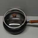 Carbon Steel Wok Pan with Lid, 9.4 Inch Big Belly Flat Bottom Wok, Coating-Free Stir Fry Pan for Gas, Electric, Ceramic & Induction, 3.5 QT Compact Wok for 13 Servings