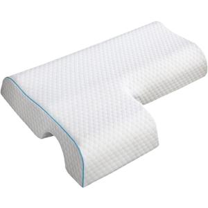 Couples Merging Pillow for Side Sleepers with Arm Opening Memory Foam for Home Use, Blue Edged Right