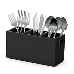KZLCAKK Silverware holder, Wooden silverware organizer, Utensil holder for party, Utensil holder for party for Countertop Spoon, Black
