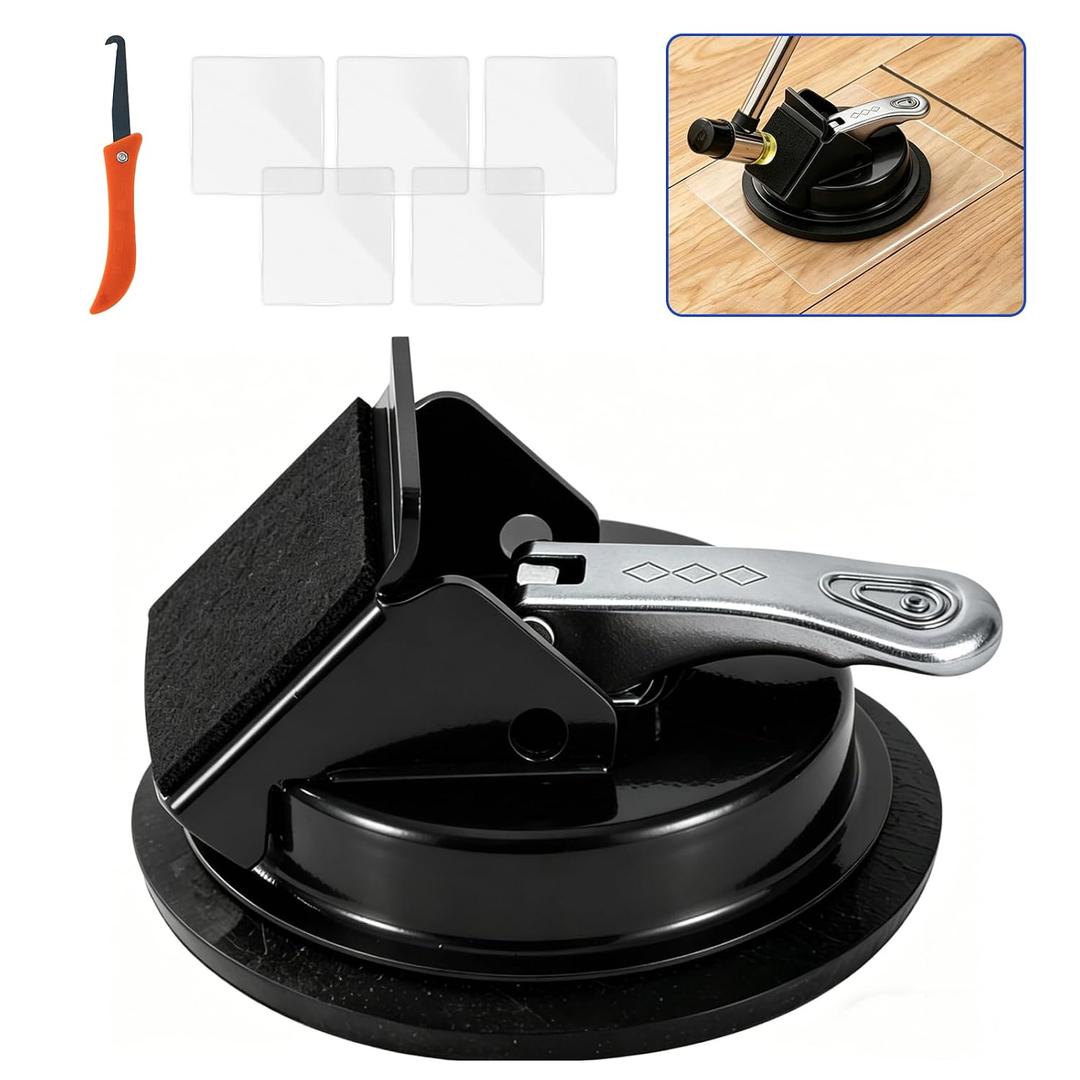 2 x Floor Gap Fixer Tool for Laminate/Vinyl/Engineered Wood Flooring, Heavy Duty Suction Cup with Aluminum Alloy Handle, Floor Gap Repair Tool with 5pcs Reusable Sticky Pads for Uneven Surfaces