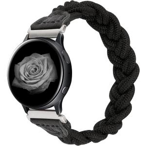 Wearlizer Stretchy Bands Compatible with Samsung Galaxy Watch 7/6/5/4 40mm 44mm/Watch 6 Classic 43mm 47mm/Watch 5 Pro 45mm/Watch 4 Classic 42mm 46mm/Watch 3 41mm/Active 2, 20mm Braided Band Women (Medium, Black)