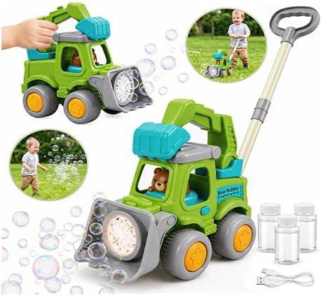Automatic Bubble Machine for Toddlers,Construction Truck Bubble Lawn Mover W/Light,Bubble Maker Blower Toys for 3 4 5 6 Year Old Boy Girl Kids,Summer Outdoor Pool Backyard Toys for Birthday Party