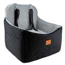 Dog Car Seats for Small/ Medium Dogs, FurFrolic Memory Foam Dog Booster Seat for Small Dogs up to 35 lbs, Travel Pet Car Seat with Washable Detachable Cover, Storage Pockets, 2 Safety Belts, Black Gray