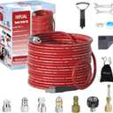 NIFUAL Sewer Jetter Kit for Pressure Washer,100FT 5800PSI Pressure Drain Cleaner 1/4 Inch NPT Corner Rotating and Button Hose Sewer Jetting Nozzle for Homeowners & DIYers