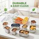 Snackle Box Container, 6-Compartment Stainless Steel Tray with Lid & Handle, Portable Divided Serving Platter for Fruit, Veggie, Candy - Perfect for Travel, Party, Beach