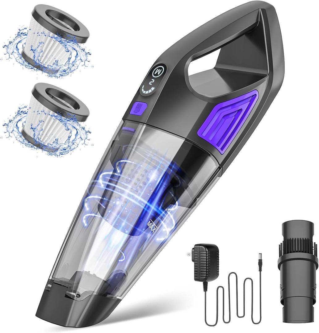 ATONEP Handheld Vacuum Cordless Cleaner,Powerful Portable and Dust Buster Hand Vcauum Rechargeable with Large-Capacity Battery for CarPetOfficeHome (Purple)