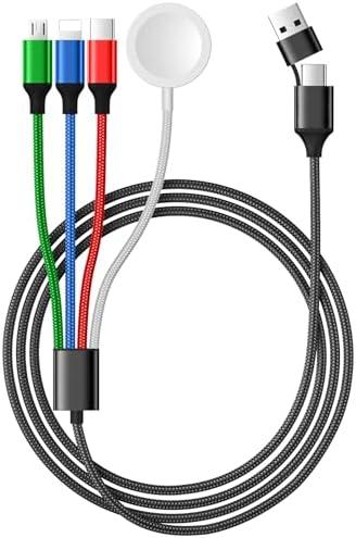 Temdan for Apple Watch Charger,4 in 2 USB C Cable for iPhone 17 Charger/Type C/Micro USB,Multi Charging Cable Cord,Portable Travel Vacation Essentials Designed for iWatch &iPhone 16-12