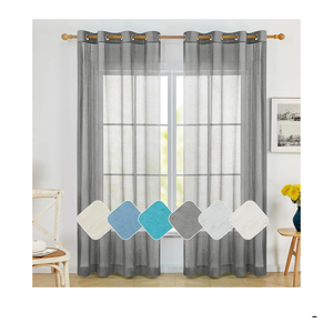 Deconovo Linen-Feel Sheer Curtains, 2 Panels, Grommet Top, Sustainable Semi-Transparent Drapes for Living Room & Bedroom, Light Filtering Privacy Window Treatment (Dark Grey, 52x84 Inch, 2 Panels)