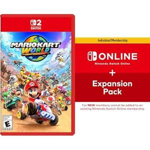 Mario Kart World + Nintendo Switch Online Expansion Pack 12-Month Individual Membership Digital Bundle