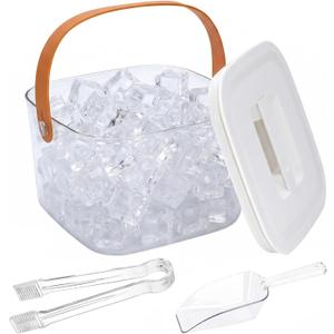 Plastic Ice Bucket with Lid and Scoop,Clear Champagne Bucket for Parties, Insulated Beverage Tub with Ice Tongs, Portable Wine Chiller for Home Bar, Outdoor Summer Gatherings & Club Events