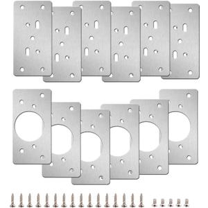 12-Pack Stainless Steel Cabinet Hinge Repair Kit - Door Hinge Repair Plate With Mounting Screws