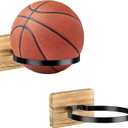 Wall Mount Ball Holder - Wood Display Stand for Basketball Football Soccer Volleyball Storage | Multi-Sport Rack & Boys Room Decor Organizer