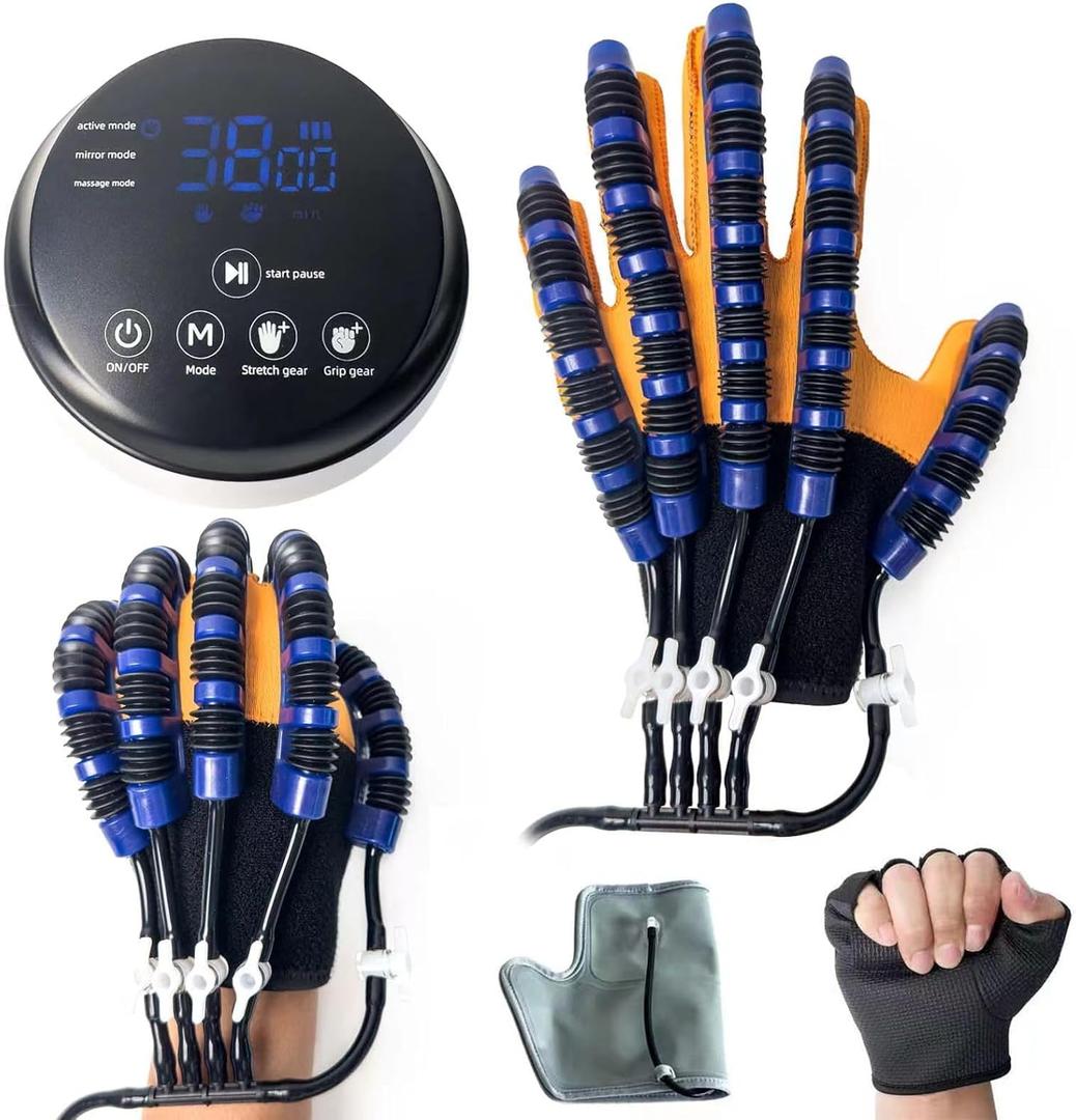 Rehabilitation robot gloves, stroke rehabilitation equipment with USB charging function, hand grinder for treatment (Yellow)