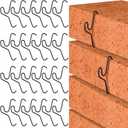 24 Pack Brick Hook Wall Clips Installed Require More Than 1/8" Brick Gap Fits 2-1/4 to 2-2/5 Inch High Bricks Mounting Without Drilling for Outdoor Hanging Wire Wreath (Black)