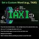 Green Light Sign for Car, Customizable Letter Display Board, Easily Switch Letters Manually Using Buttons to Display Any 4-Letter Word You Like